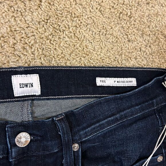 🆕 Edwin Pixie 9” Mid‎ Rise Skinny Jeans Color Legend Size 30 BIN M - Picture 6 of 12